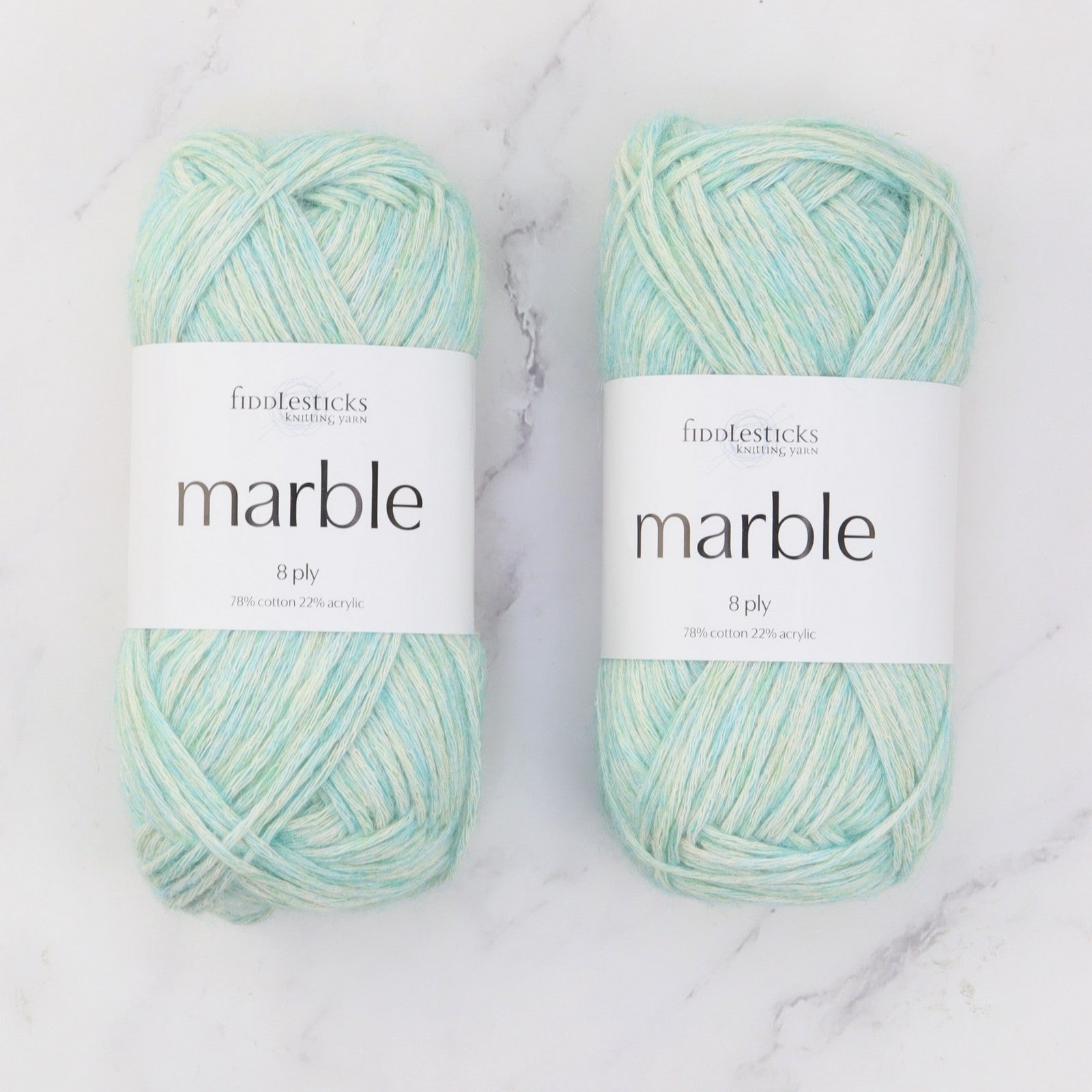 Fiddlesticks Marble in colourway Aqua – 8ply weight cotton, acrylic yarn