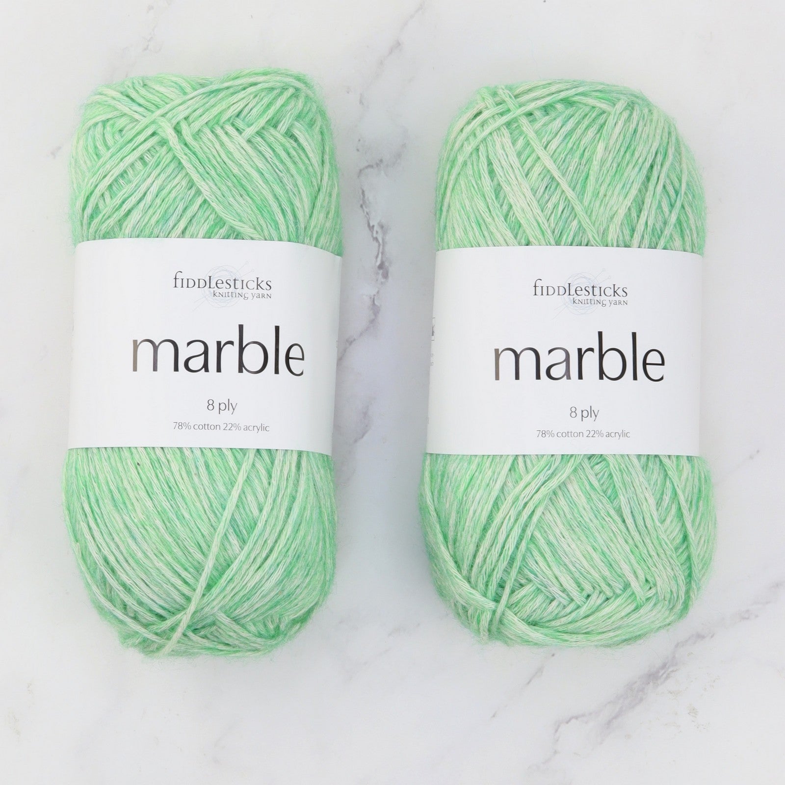 Fiddlesticks Marble in colourway Green – 8ply weight cotton, acrylic yarn