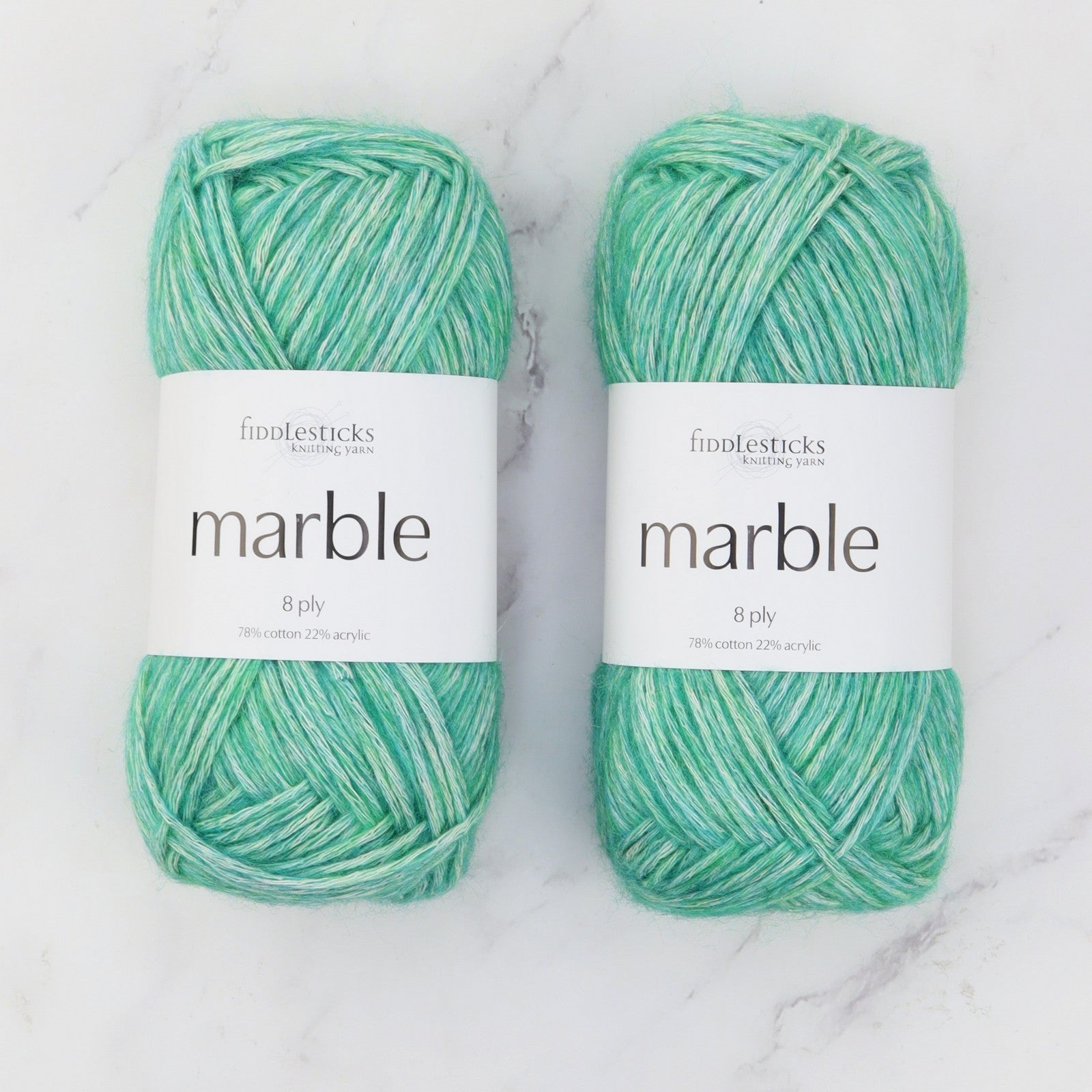 Fiddlesticks Marble in colourway Emerald – 8ply weight cotton, acrylic yarn