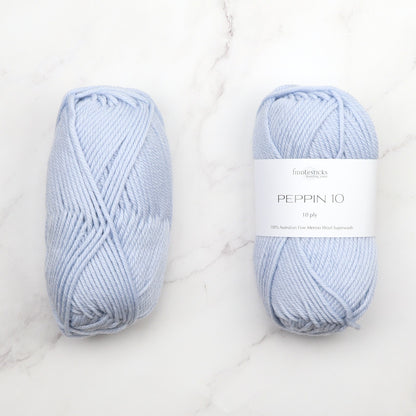 Fiddlesticks Peppin 10 in colourway Ice Blue – 10ply weight wool yarn