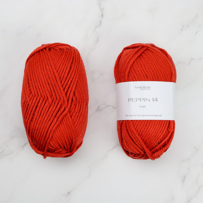 Fiddlesticks Peppin 14 in colourway Tangelo – 14ply+ weight wool yarn