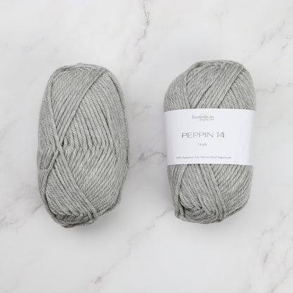 Fiddlesticks Peppin 14 in colourway Light Grey Melange – 14ply+ weight wool yarn
