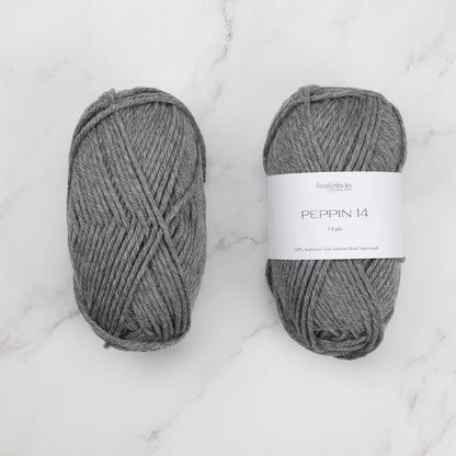 Fiddlesticks Peppin 14 in colourway Mid Grey Melange – 14ply+ weight wool yarn