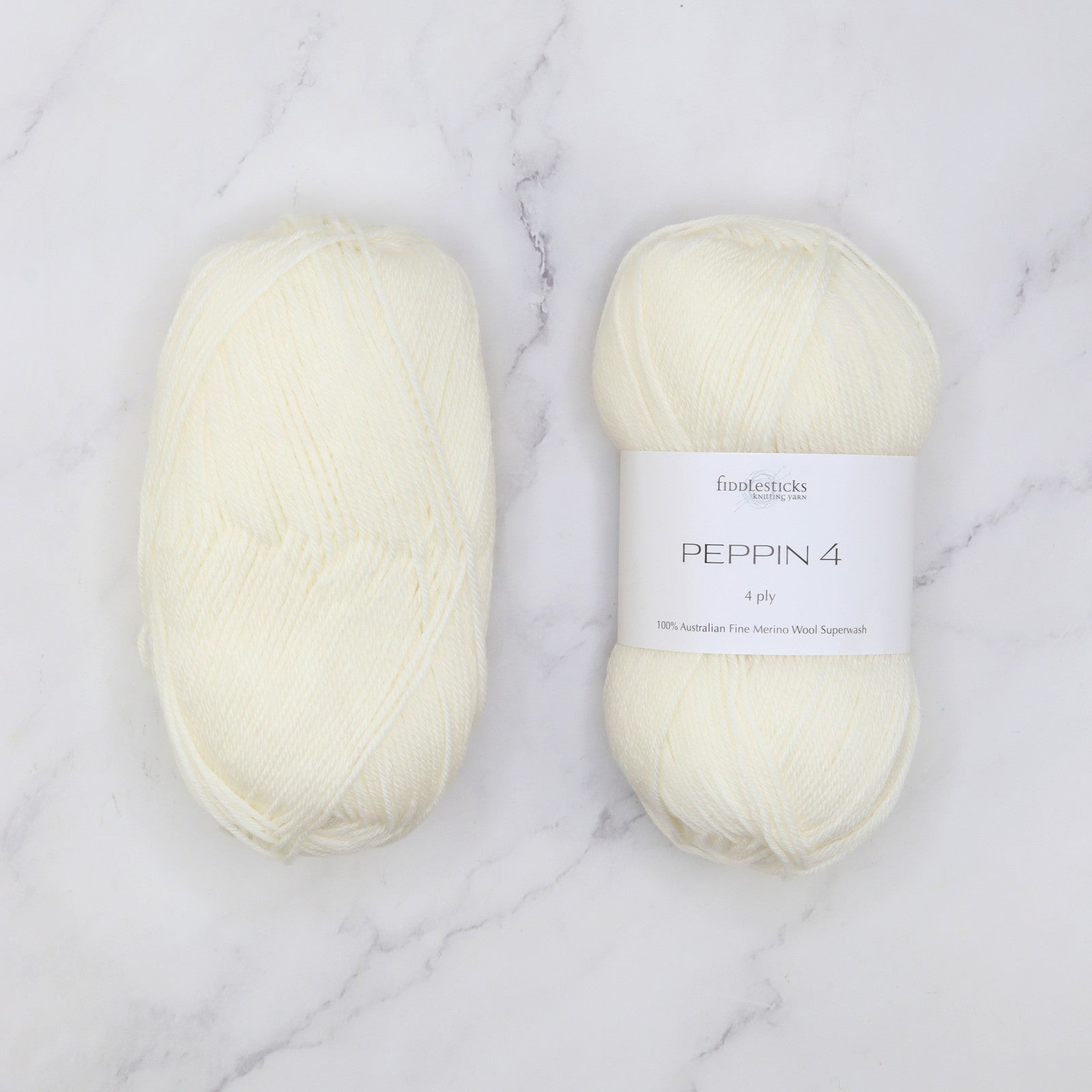 Fiddlesticks Peppin 4 in colourway White – 4ply weight merino yarn