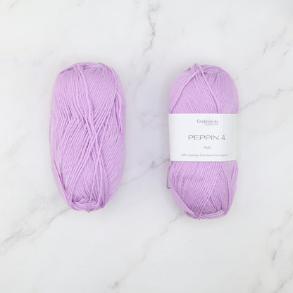 Fiddlesticks Peppin 4 in colourway Lilac – 4ply weight merino yarn