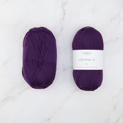 Fiddlesticks Peppin 4 in colourway Grape – 4ply weight merino yarn