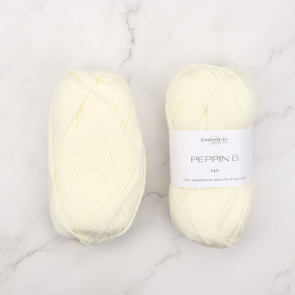 Fiddlesticks Peppin 8 in colourway Cream – 8ply weight wool yarn