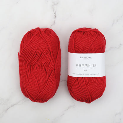 Fiddlesticks Peppin 8 in colourway Cherry – 8ply weight wool yarn