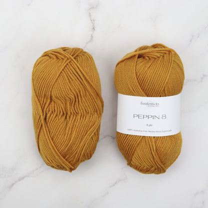 Fiddlesticks Peppin 8 in colourway Mustard – 8ply weight wool yarn