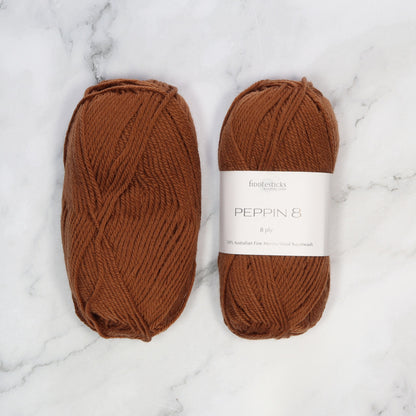 Fiddlesticks Peppin 8 in colourway Rust – 8ply weight wool yarn