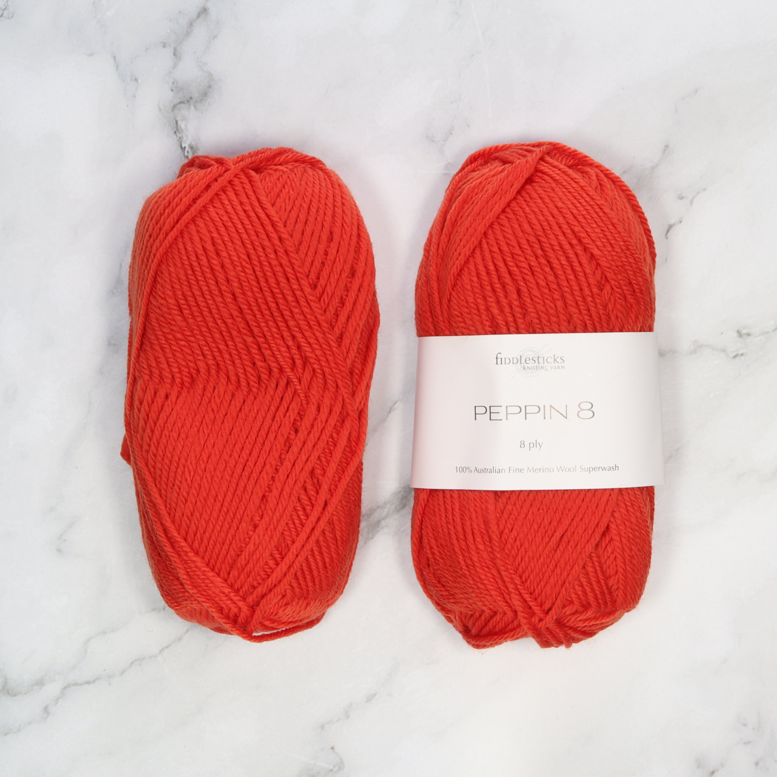 Fiddlesticks Peppin 8 in colourway Vermillion – 8ply weight wool yarn