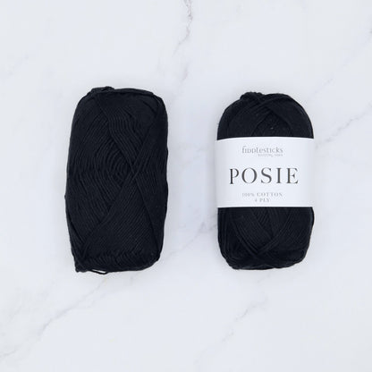 Fiddlesticks Posie in colourway Black – 4ply weight cotton yarn