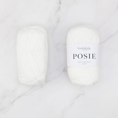 Fiddlesticks Posie in colourway White – 4ply weight cotton yarn