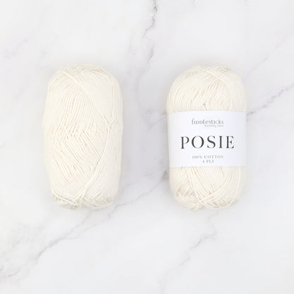 Fiddlesticks Posie in colourway Ivory – 4ply weight cotton yarn
