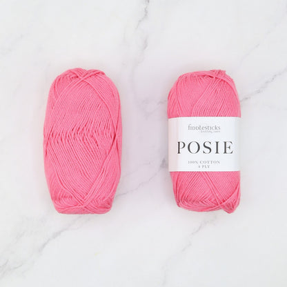 Fiddlesticks Posie in colourway Lipstick – 4ply weight cotton yarn