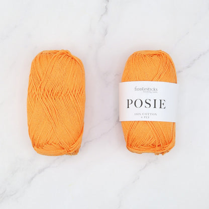Fiddlesticks Posie in colourway Mandarin – 4ply weight cotton yarn