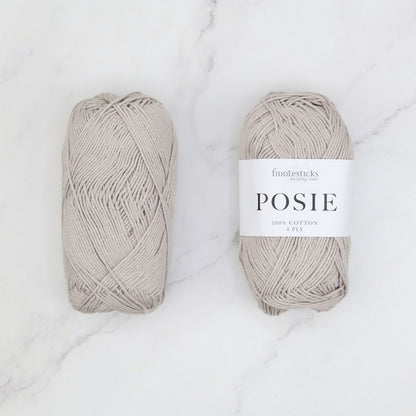 Fiddlesticks Posie in colourway Stone – 4ply weight cotton yarn