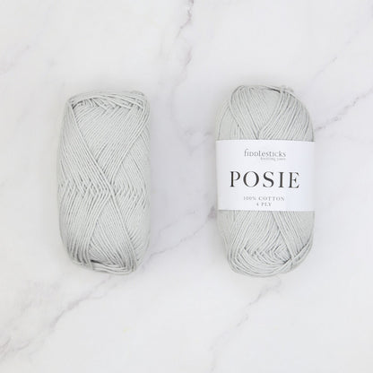 Fiddlesticks Posie in colourway Silver – 4ply weight cotton yarn