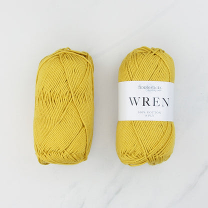 Fiddlesticks Wren in colourway W 007 Mustard – 8ply weight cotton yarn