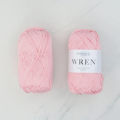 Fiddlesticks Wren in colourway W 009 Peony – 8ply weight cotton yarn