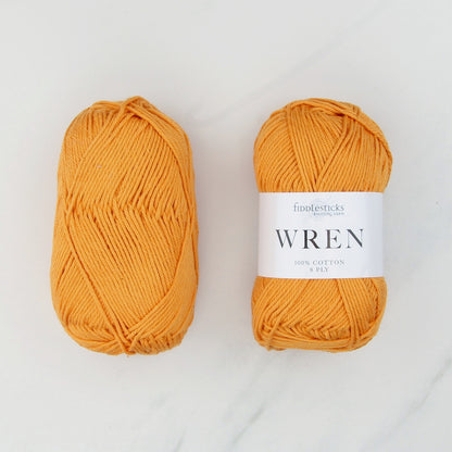 Fiddlesticks Wren in colourway W 017 Mandarin – 8ply weight cotton yarn