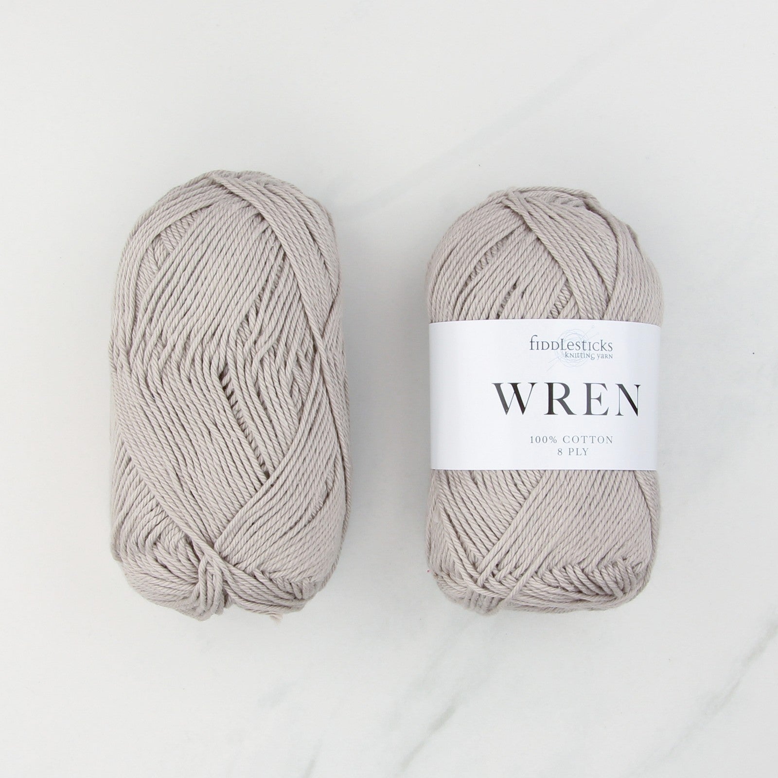 Fiddlesticks Wren in colourway W 019 Stone – 8ply weight cotton yarn