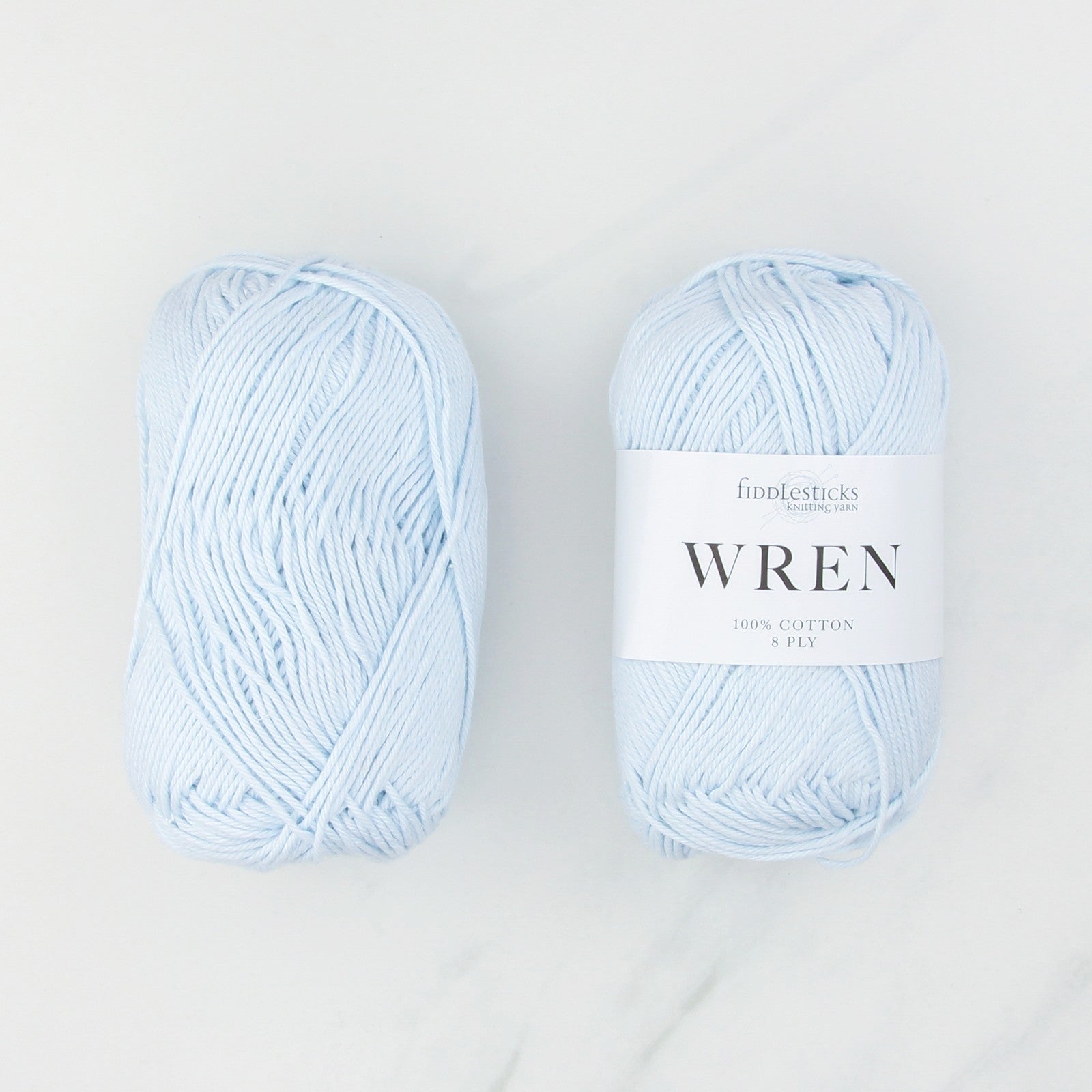 Fiddlesticks Wren in colourway W 023 Ice Blue – 8ply weight cotton yarn