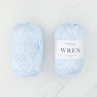 Fiddlesticks Wren in colourway W 023 Ice Blue – 8ply weight cotton yarn