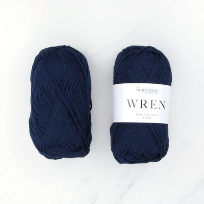 Fiddlesticks Wren in colourway W 027 Navy – 8ply weight cotton yarn