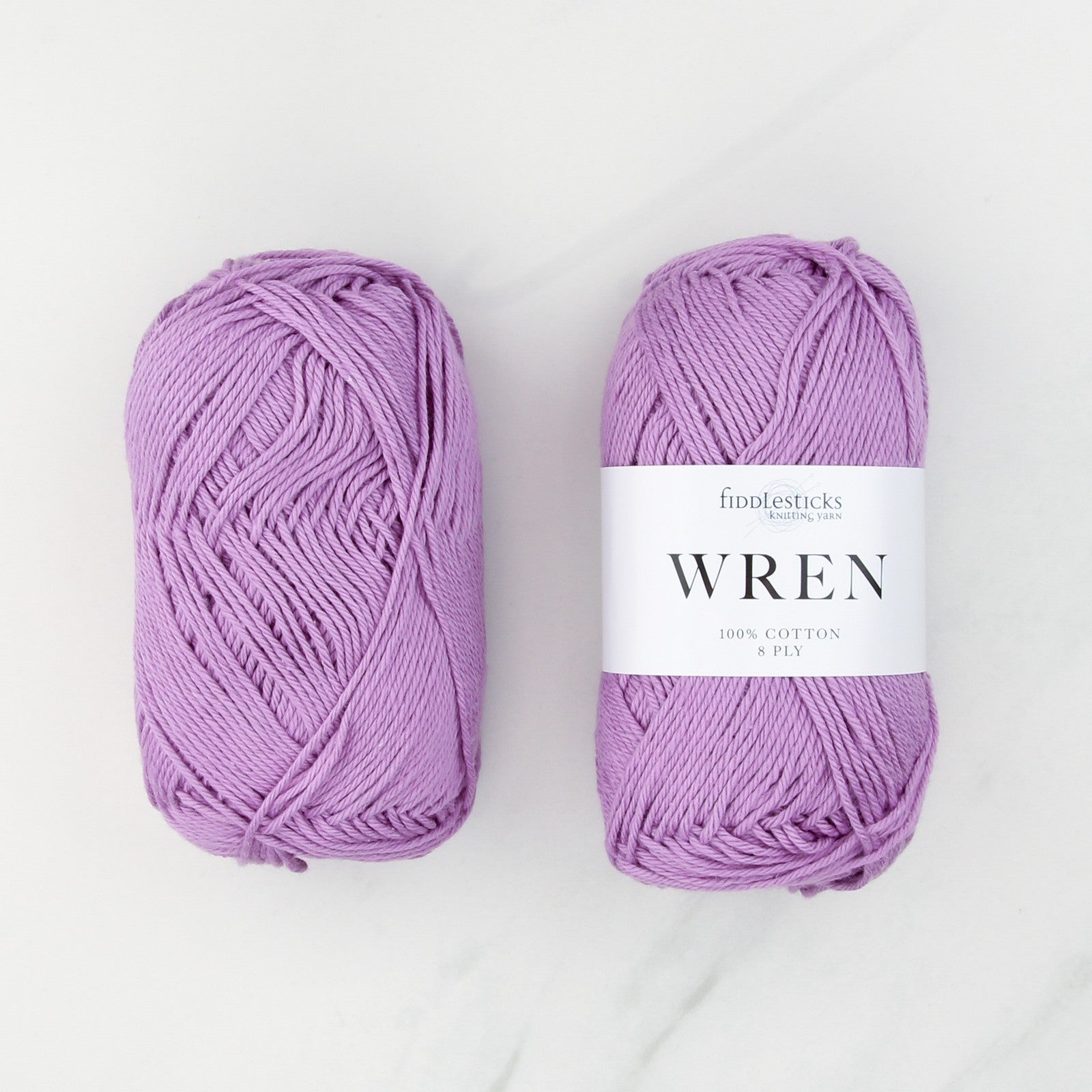 Fiddlesticks Wren in colourway W 028 Amethyst – 8ply weight cotton yarn