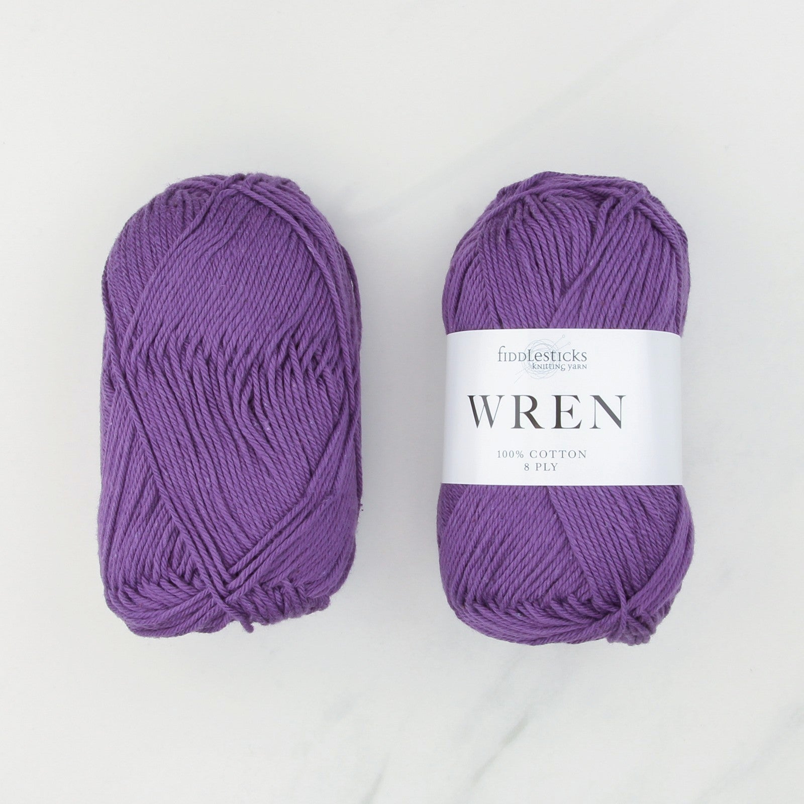 Fiddlesticks Wren in colourway W 031 Plum – 8ply weight cotton yarn