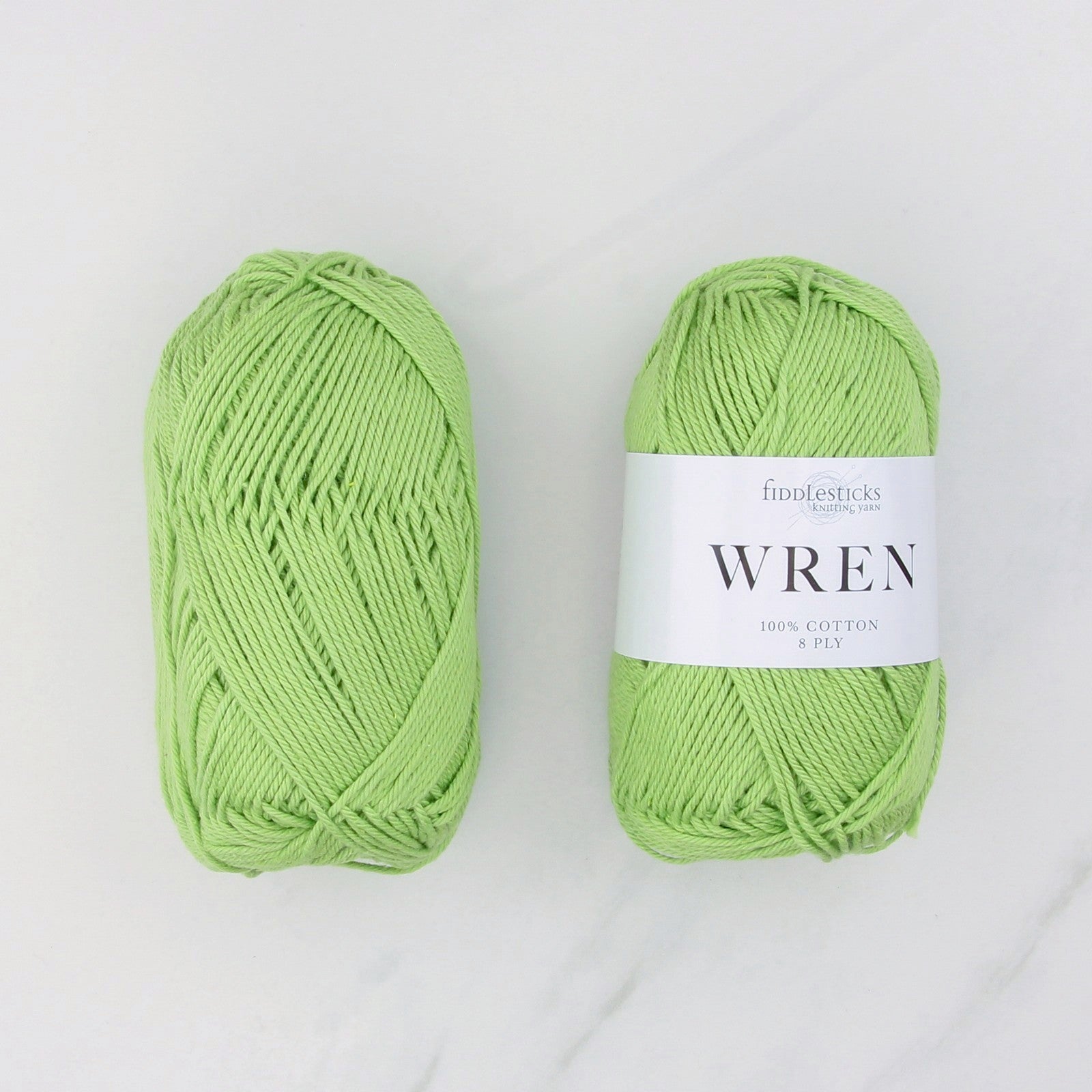 Fiddlesticks Wren in colourway W 035 Leaf – 8ply weight cotton yarn