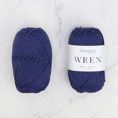 Fiddlesticks Wren in colourway W 044 Marine – 8ply weight cotton yarn