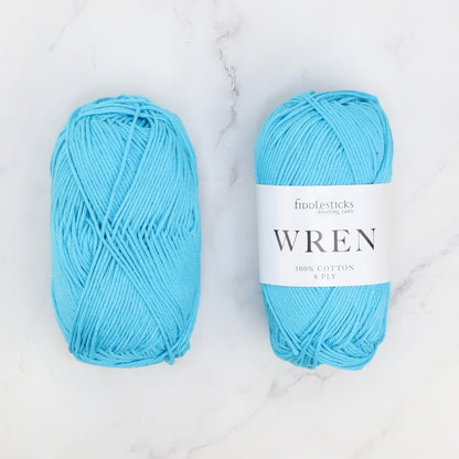 Fiddlesticks Wren in colourway W 046 Ocean – 8ply weight cotton yarn