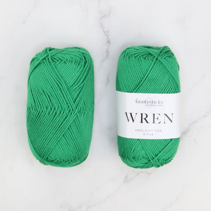Fiddlesticks Wren in colourway W 048 Emerald – 8ply weight cotton yarn