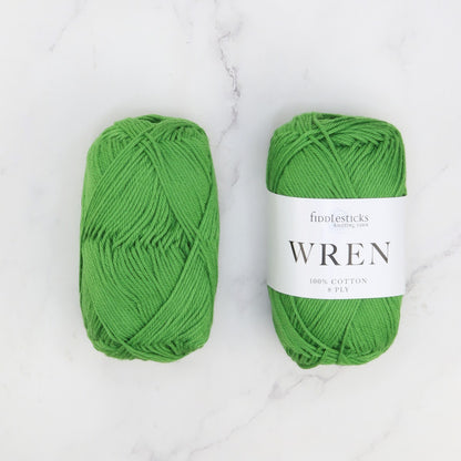 Fiddlesticks Wren in colourway W 049 Grass – 8ply weight cotton yarn