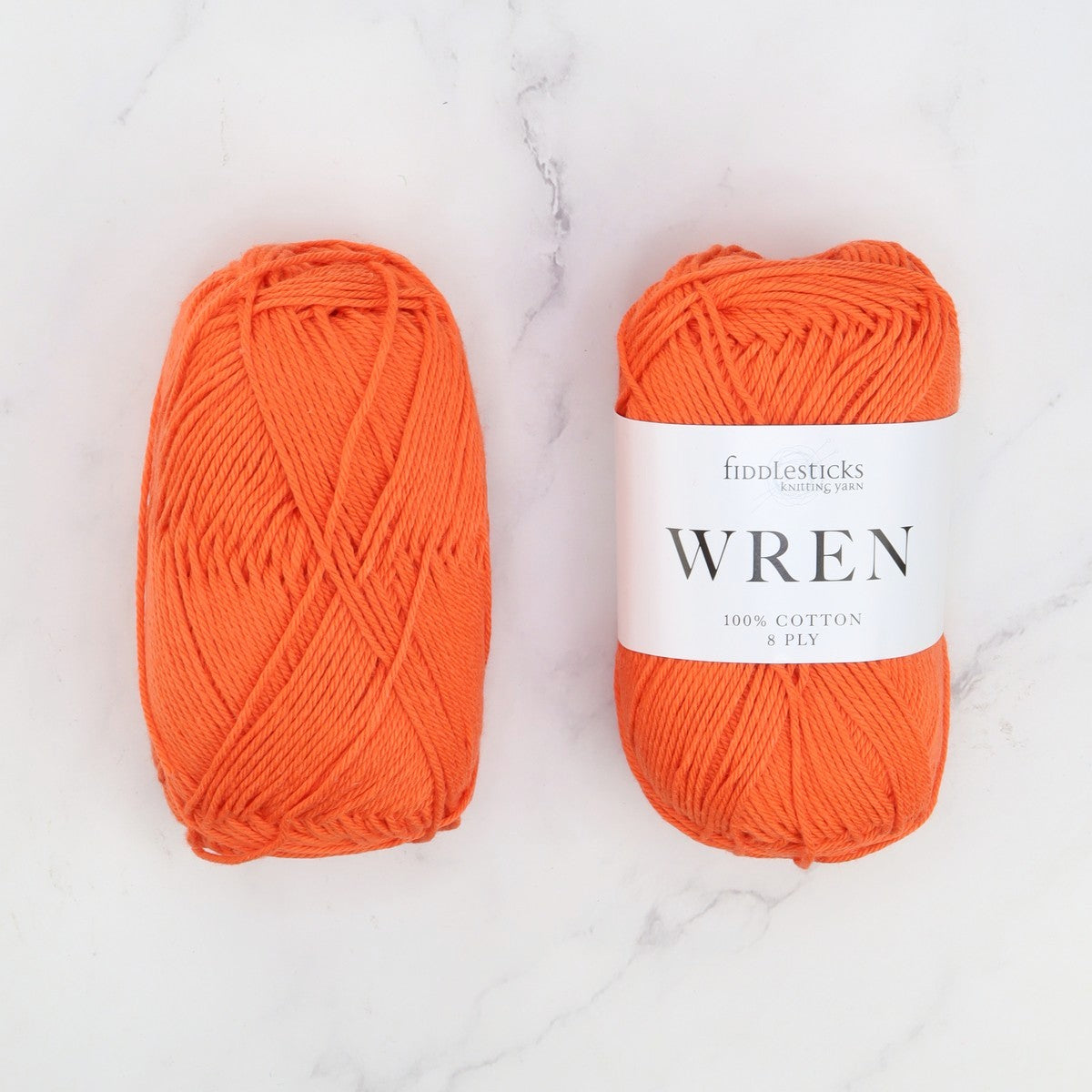 Fiddlesticks Wren in colourway W 051 Tangerine – 8ply weight cotton yarn