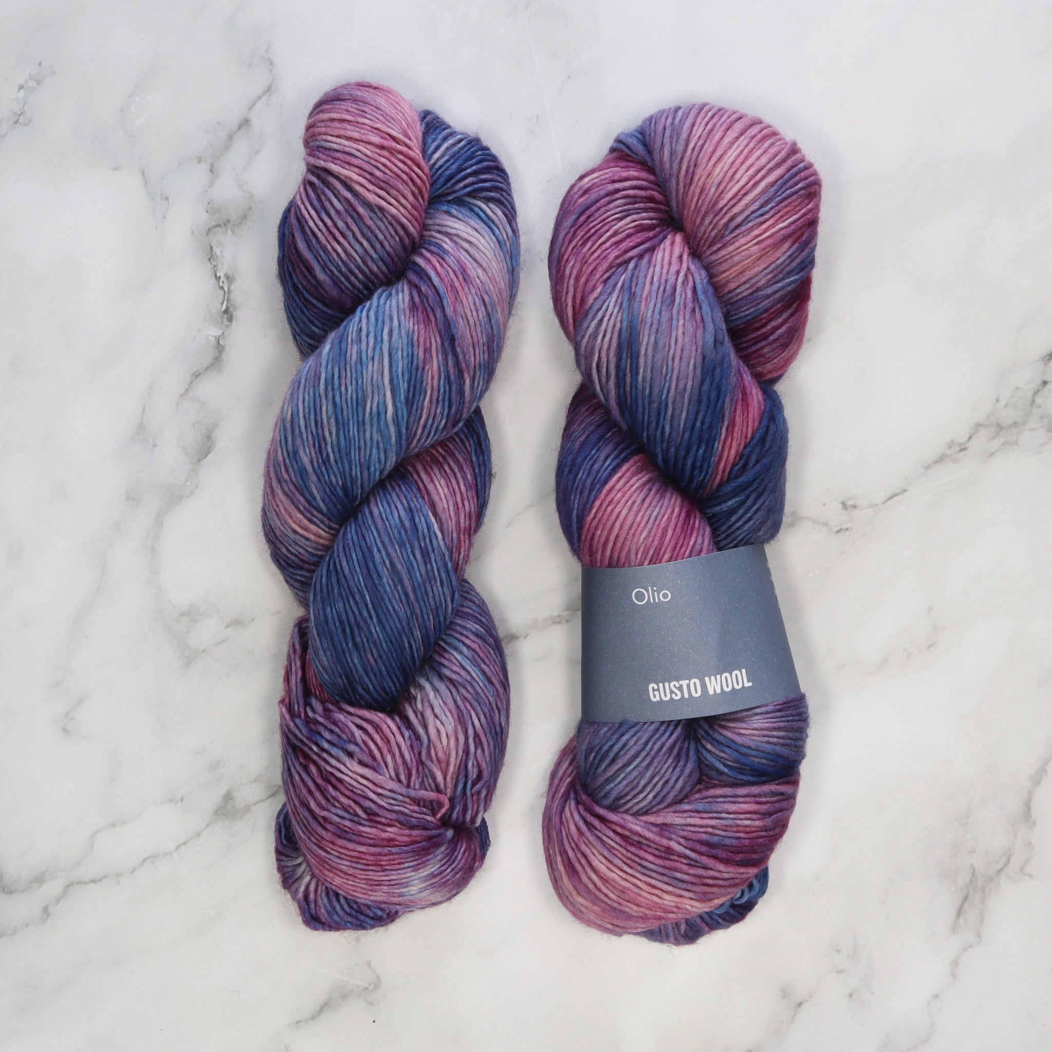 Gusto Wool Olio in colourway Blueberry Ripple – 10ply weight merino yarn