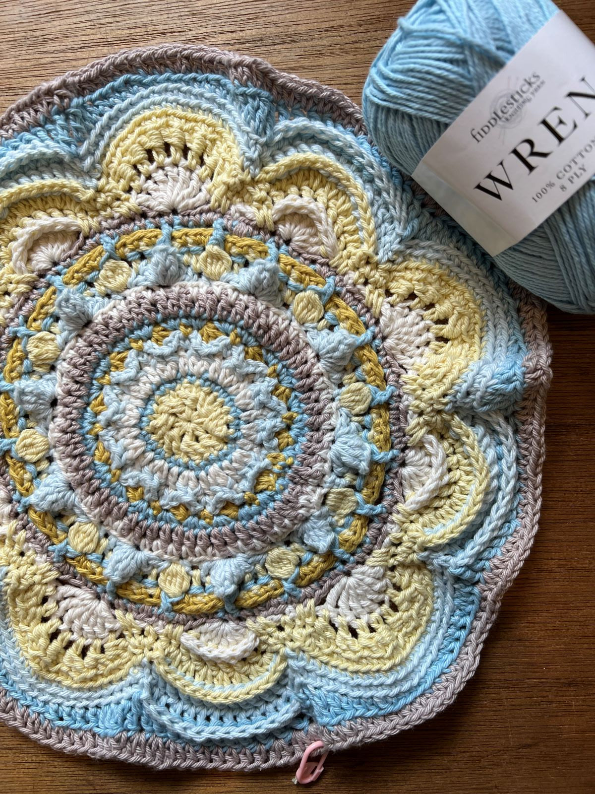 Shelley Husband's The Cove CAL Blanket kit in Wren, colourway Kim’s Scenic Route