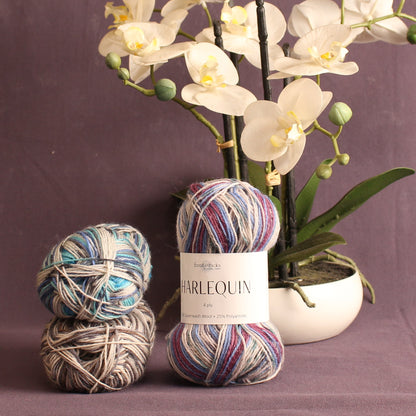 Fiddlesticks Harlequin – 4ply weight wool, nylon yarn