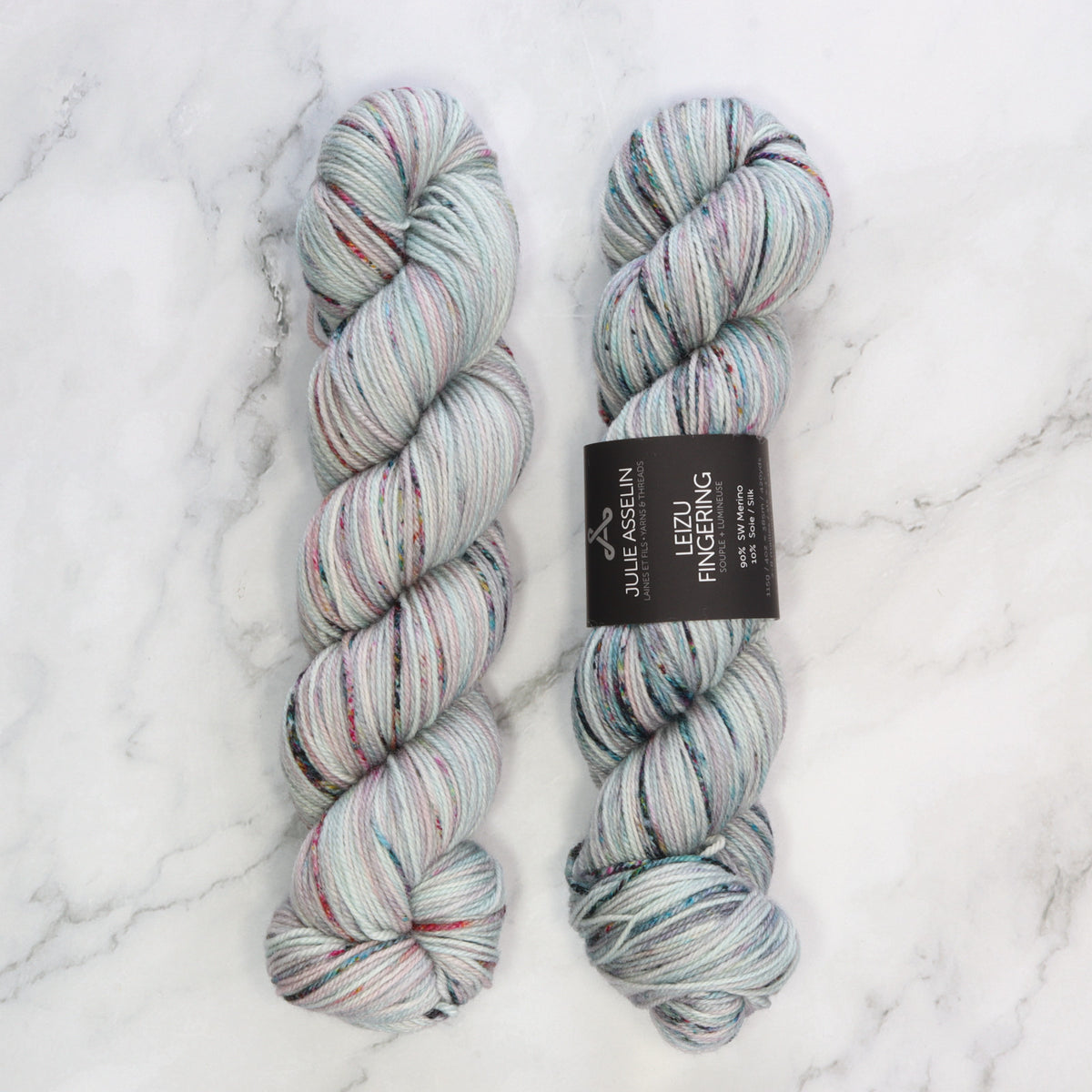 Julie Asselin Leizu Fingering in colourway Folk – 4ply weight merino, silk yarn