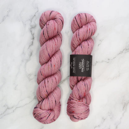 Julie Asselin Leizu Fingering in colourway Petits Fruits – 4ply weight merino, silk yarn
