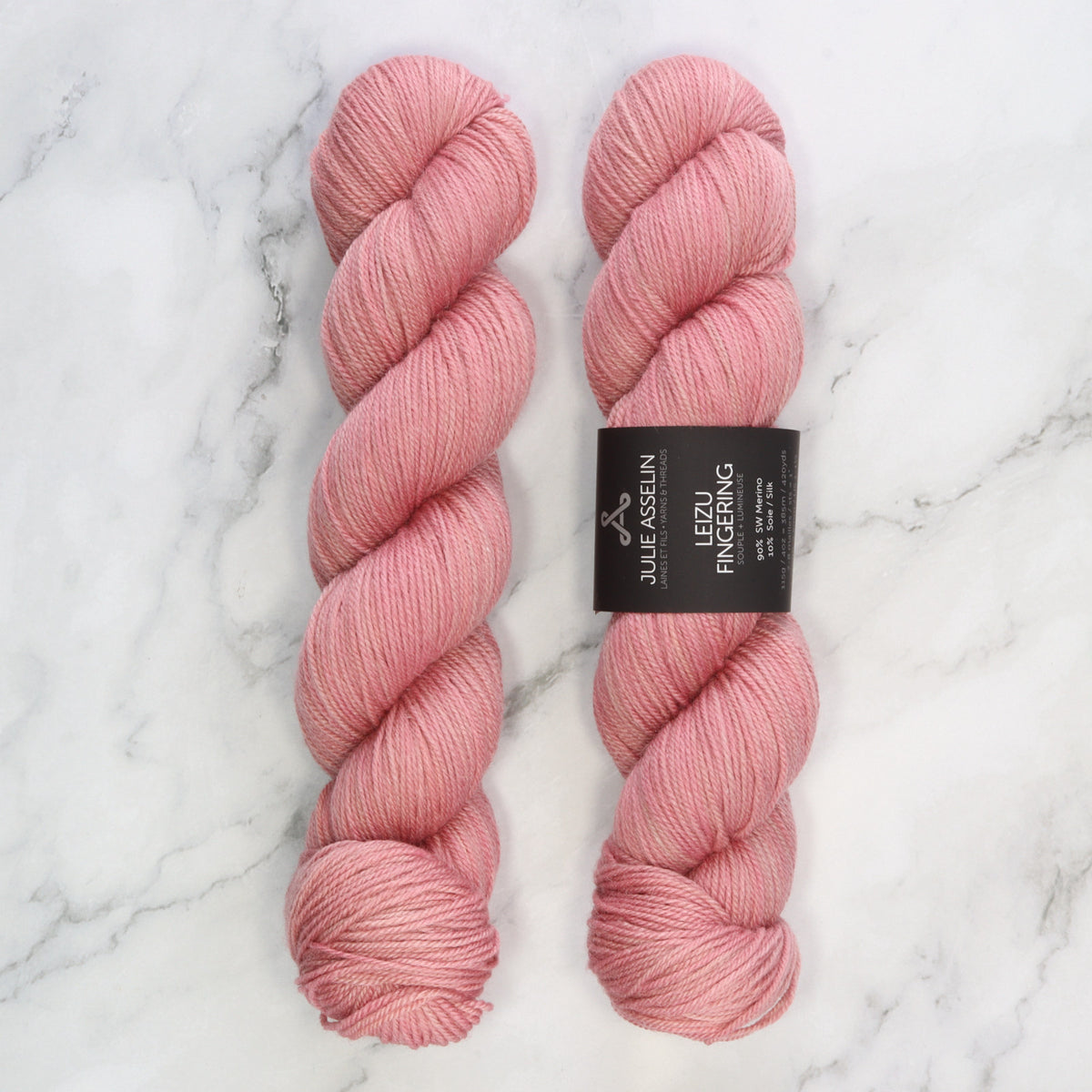 Julie Asselin Leizu Fingering in colourway Rose Gold – 4ply weight merino, silk yarn