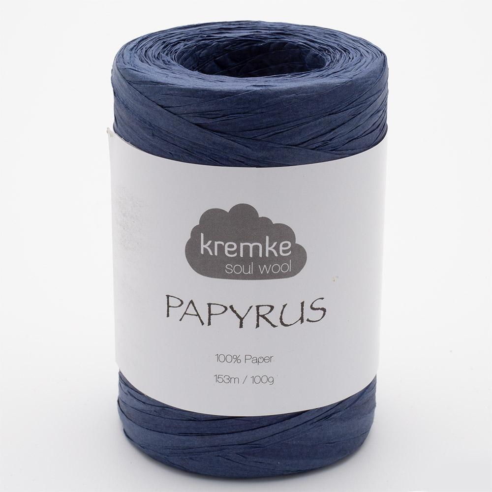 Kremke Soul Wool Papyrus in colourway Navy – 8ply weight paper yarn