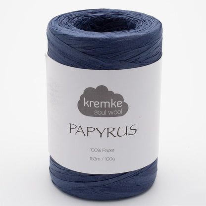 Kremke Soul Wool Papyrus in colourway Navy – 8ply weight paper yarn