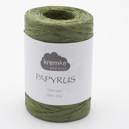 Kremke Soul Wool Papyrus in colourway Khaki – 8ply weight paper yarn
