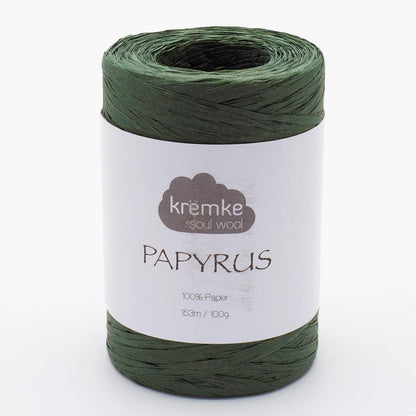 Kremke Soul Wool Papyrus in colourway Forest Green – 8ply weight paper yarn