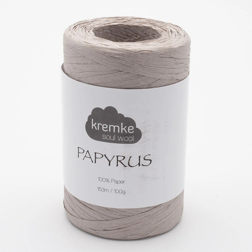 Kremke Soul Wool Papyrus in colourway Light Grey – 8ply weight paper yarn
