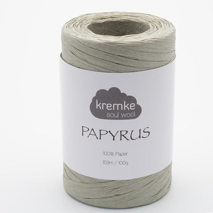 Kremke Soul Wool Papyrus in colourway Green Grey – 8ply weight paper yarn