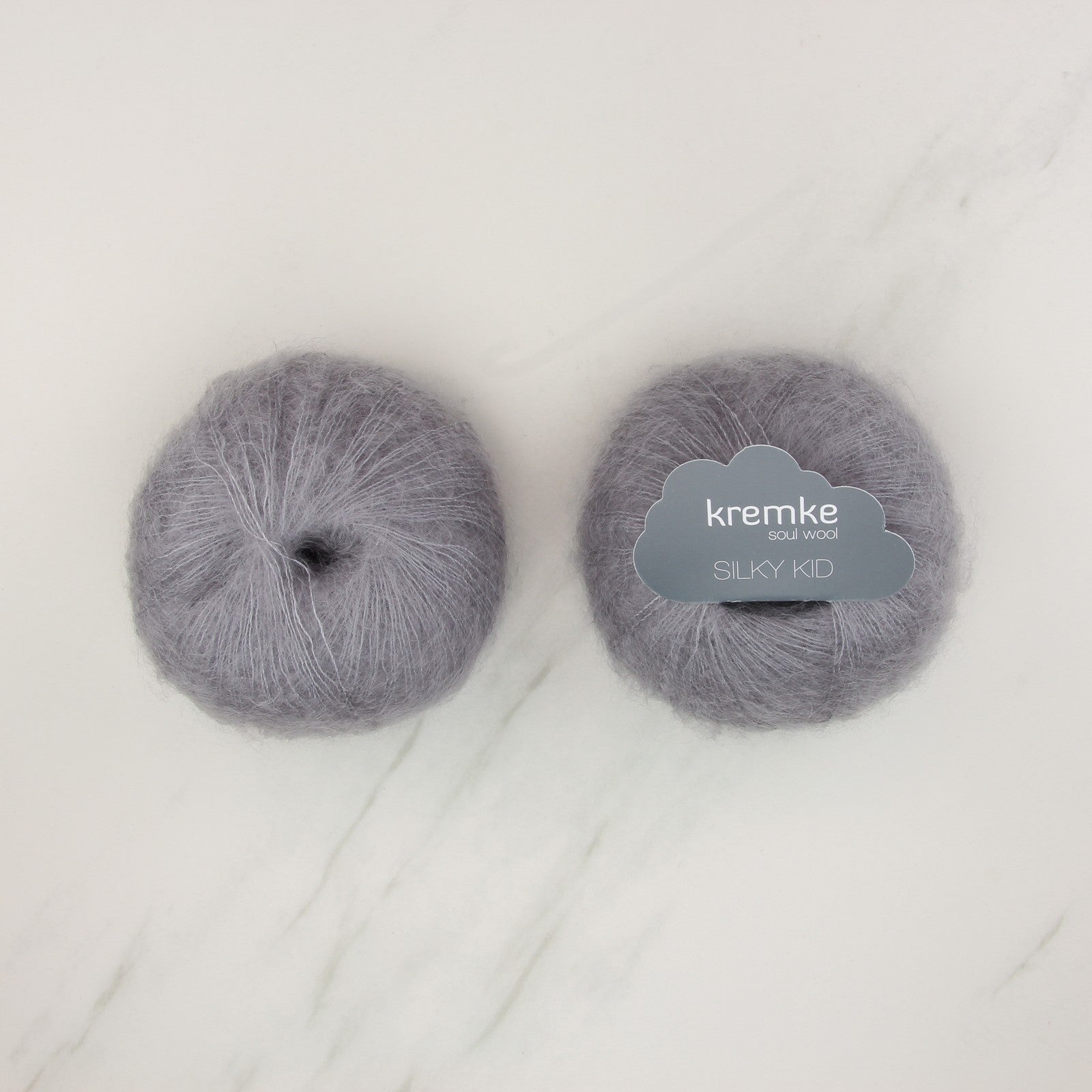 Kremke Soul Wool Silky Kid in colourway 06-057 Silver Grey – 2ply weight mohair, silk yarn